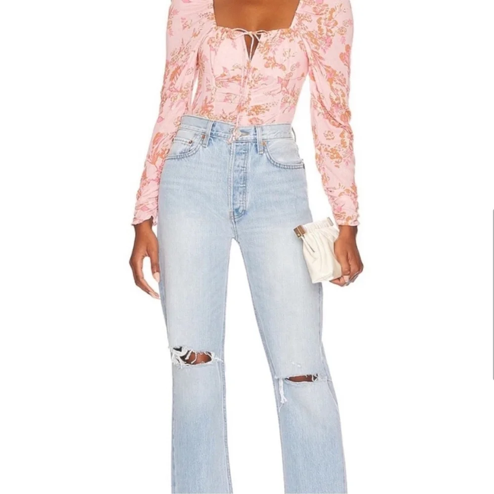 Free People Hilary Pink Floral Blouse Size S Boho Cottagecore Romantic